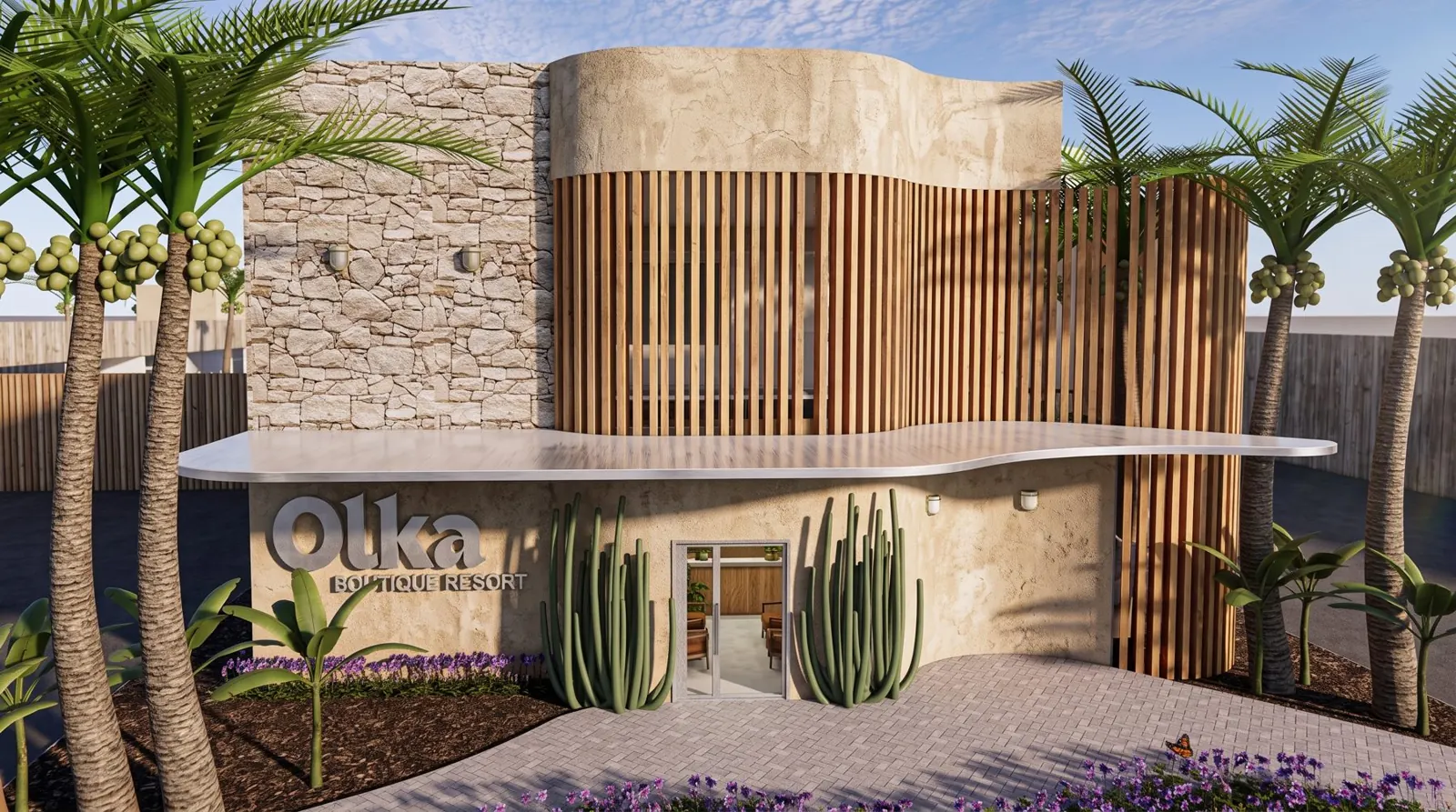 Olka Resort, projeto de fachada, lobby e suítes