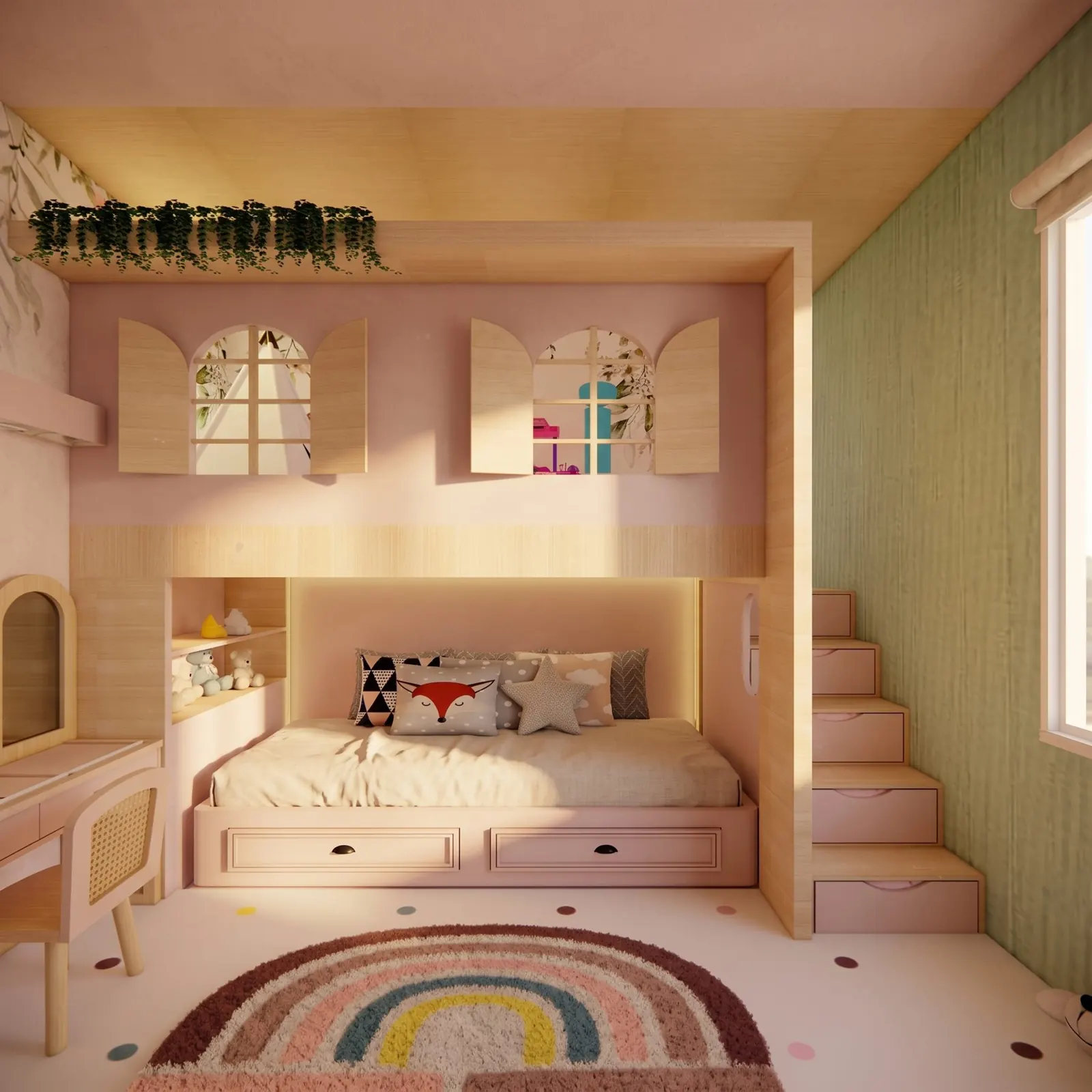 Quarto infantil com marcenaria lúdica, vista 2